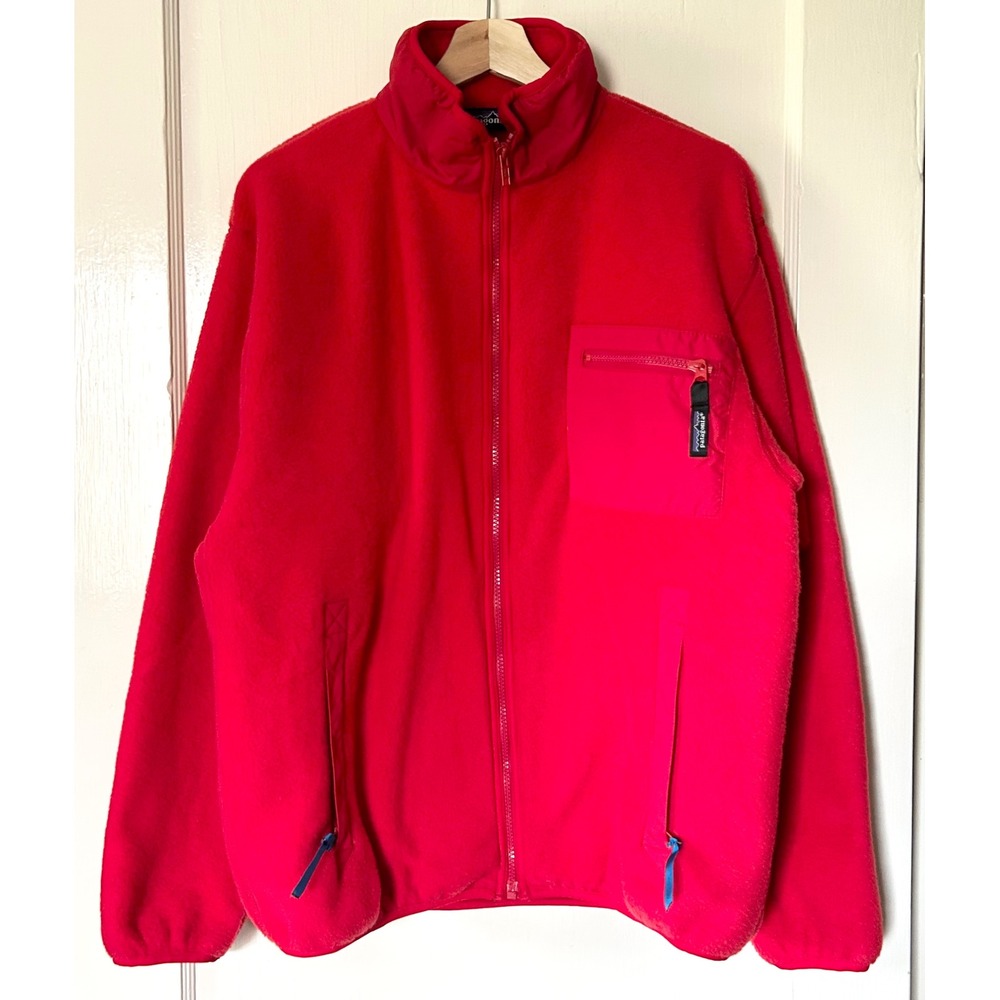Vtg 80s Patagonia Fleece Full Zip Jacket Cherry Red Men's L USA Made Retro